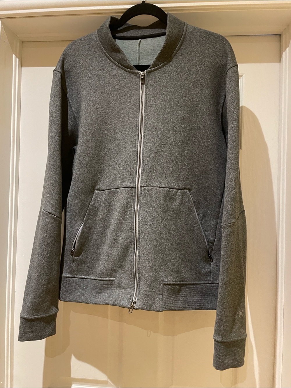 lululemon City Sweat Charcoal Bomber Jacket Sz L Althleisure Casual Chic Travel